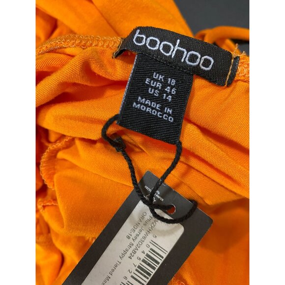 Orange Tiered Maxi Dress Size 14 Boho Western Cottage Y2K Flowing Feminine Gown - Picture 3 of 7